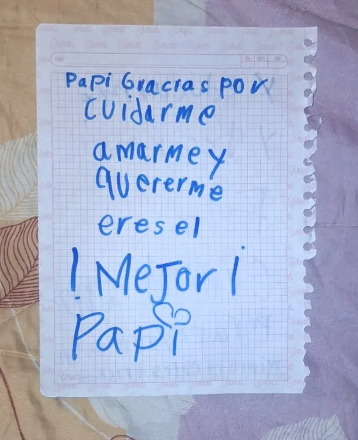 Nota escrita por la hija de Esteban